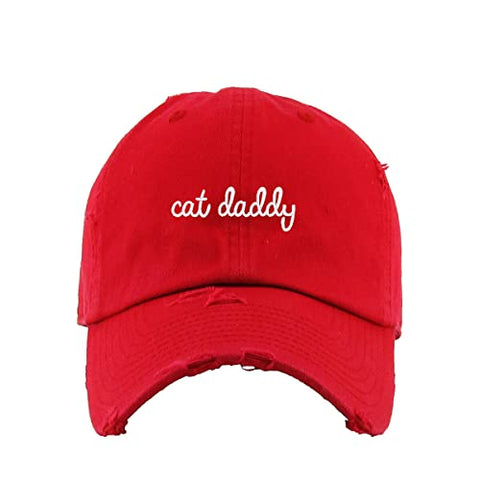 Cat Daddy Vintage Baseball Cap Embroidered Cotton Adjustable Distressed Dad Hat