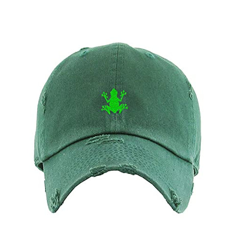 Bullfrog Vintage Baseball Cap Embroidered Cotton Adjustable Distressed Dad Hat