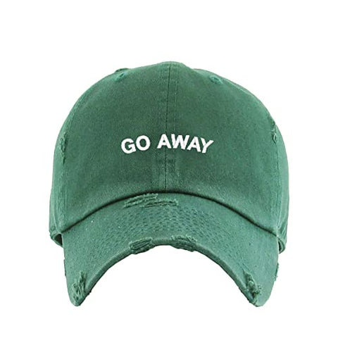 Go Away Vintage Baseball Cap Embroidered Cotton Adjustable Distressed Dad Hat