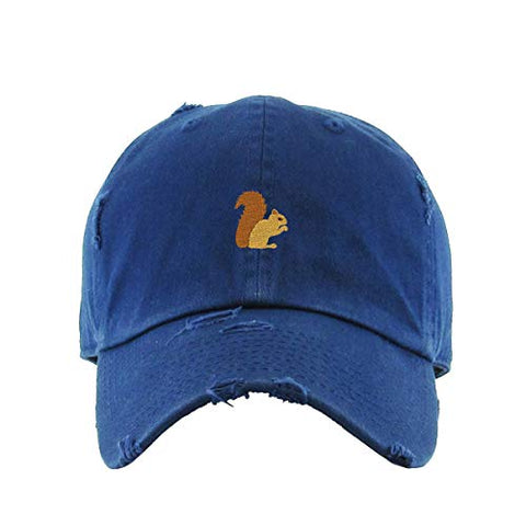 Squirrel Vintage Baseball Cap Embroidered Cotton Adjustable Distressed Dad Hat