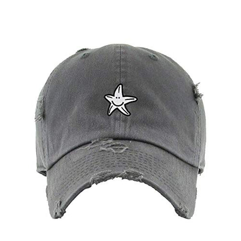 Smiley Starfish Vintage Baseball Cap Embroidered Cotton Adjustable Distressed Dad Hat