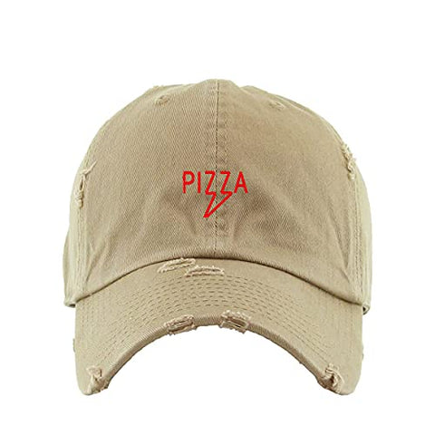 Pizza Vintage Baseball Cap Embroidered Cotton Adjustable Distressed Dad Hat