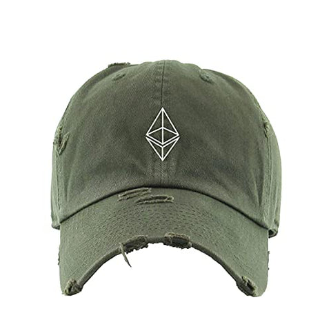 Ethereum Vintage Baseball Cap Embroidered Cotton Adjustable Distressed Dad Hat