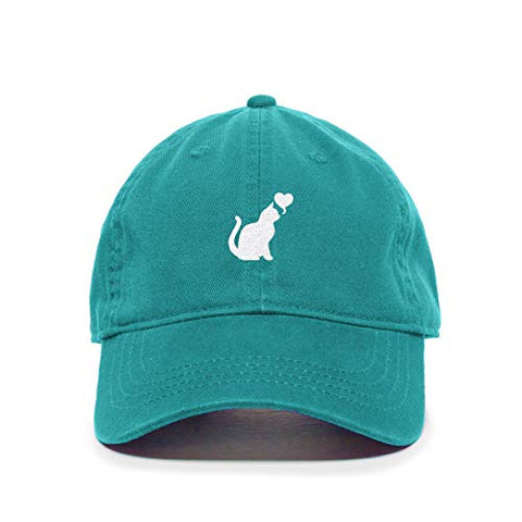 Cat with Heart Baseball Cap Embroidered Cotton Adjustable Dad Hat