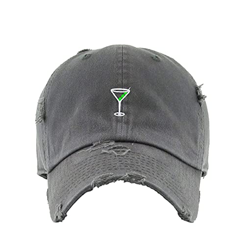 Martini Glass with Olive Vintage Baseball Cap Embroidered Cotton Adjustable Distressed Dad Hat