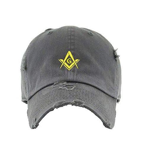 Masonic Symbol Vintage Baseball Cap Embroidered Cotton Adjustable Distressed Dad Hat