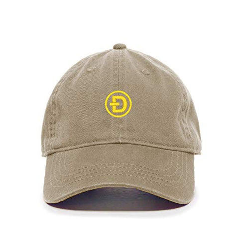 Dogecoin D Baseball Cap Embroidered Cotton Adjustable Dad Hat