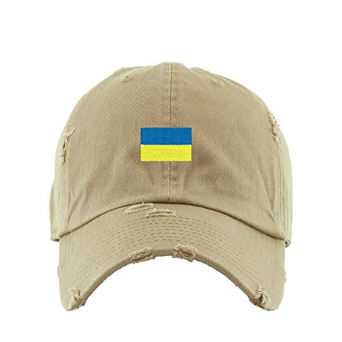 Ukraine Flag Vintage Baseball Cap Embroidered Cotton Adjustable Distressed Dad Hat