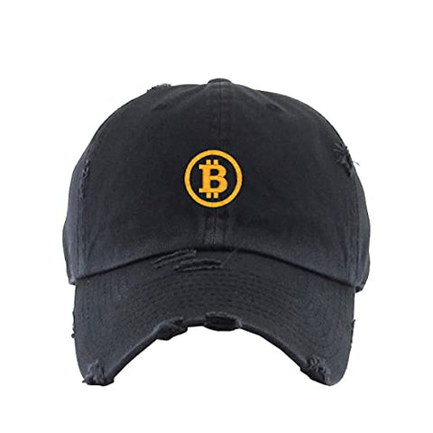 Bitcoin B Vintage Baseball Cap Embroidered Cotton Adjustable Distressed Dad Hat