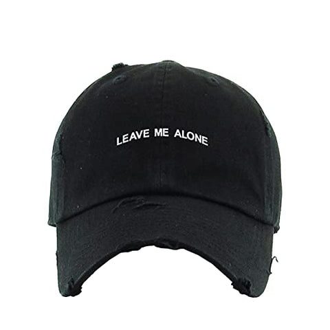 Leave Me Alone Vintage Baseball Cap Embroidered Cotton Adjustable Distressed Dad Hat