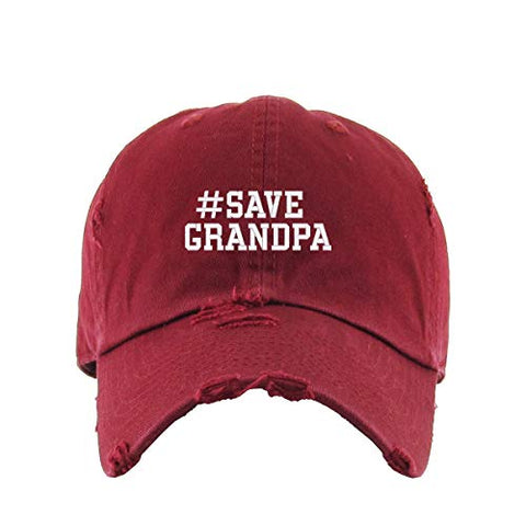 Save Grandpa Vintage Baseball Cap Embroidered Cotton Adjustable Distressed Dad Hat