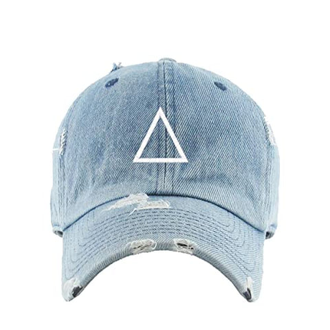 Triangle Korean Letter J Vintage Baseball Cap Embroidered Cotton Adjustable Distressed Dad Hat