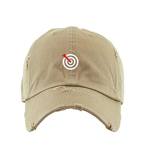 Bullseye Target with Arrow Vintage Baseball Cap Embroidered Cotton Adjustable Distressed Dad Hat