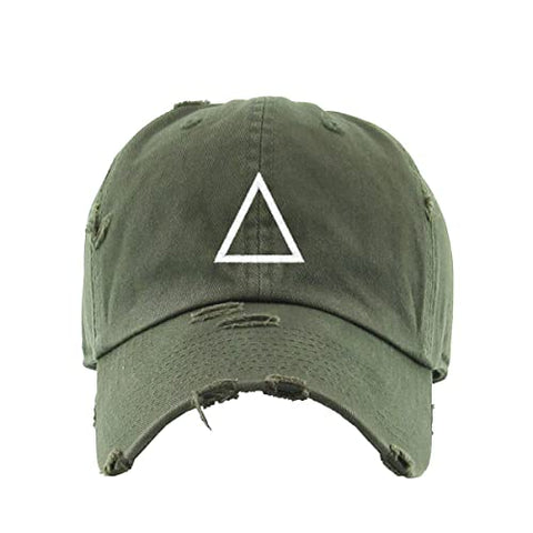 Triangle Korean Letter J Vintage Baseball Cap Embroidered Cotton Adjustable Distressed Dad Hat