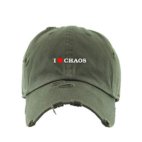 I Love Chaos Vintage Baseball Cap Embroidered Cotton Adjustable Distressed Dad Hat