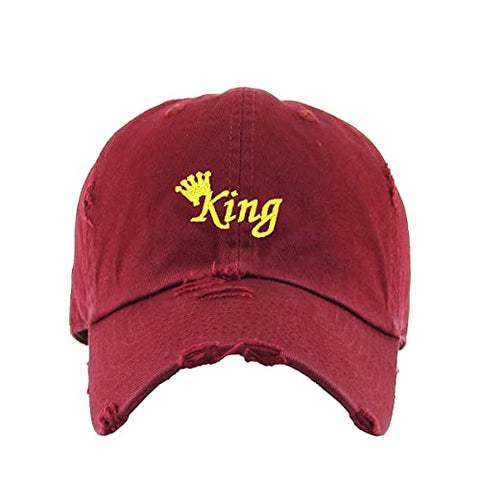 King Vintage Baseball Cap Embroidered Cotton Adjustable Distressed Dad Hat