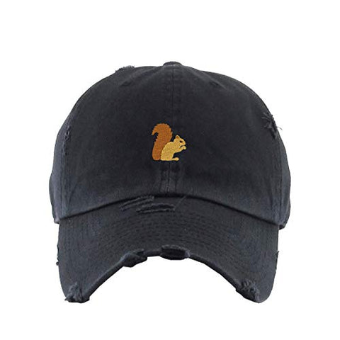 Squirrel Vintage Baseball Cap Embroidered Cotton Adjustable Distressed Dad Hat