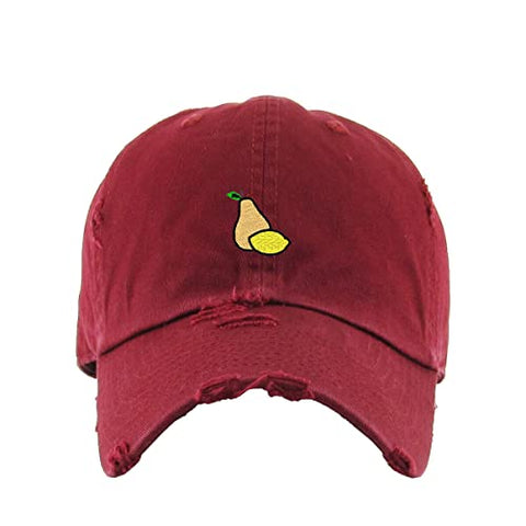 Pear Lemon Vintage Baseball Cap Embroidered Cotton Adjustable Distressed Dad Hat