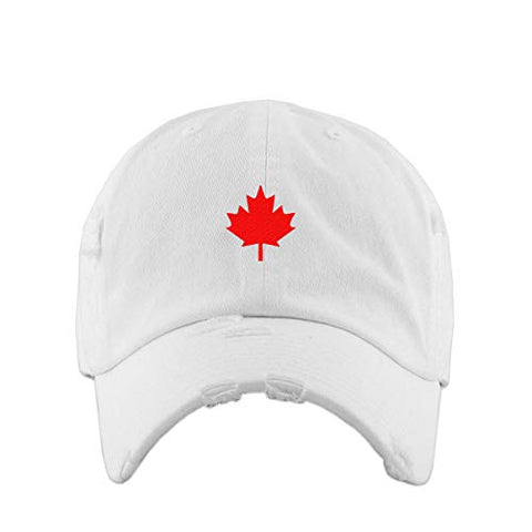 Canada Flag Red Maple Leaf Vintage Baseball Cap Embroidered Cotton Adjustable Distressed Dad Hat