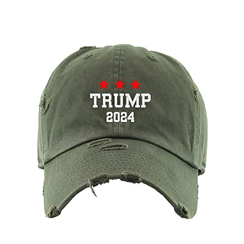 Trump 2024 Vintage Baseball Cap Embroidered Cotton Adjustable Distressed Dad Hat