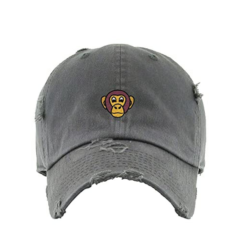 Chimpanzee Head Vintage Baseball Cap Embroidered Cotton Adjustable Distressed Dad Hat