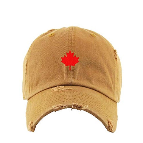 Canada Flag Red Maple Leaf Vintage Baseball Cap Embroidered Cotton Adjustable Distressed Dad Hat