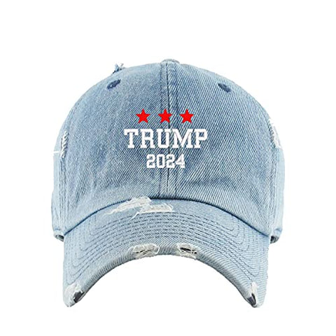 Trump 2024 Vintage Baseball Cap Embroidered Cotton Adjustable Distressed Dad Hat