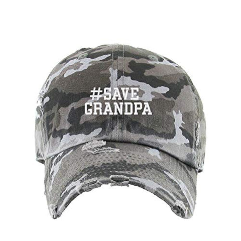 Save Grandpa Vintage Baseball Cap Embroidered Cotton Adjustable Distressed Dad Hat