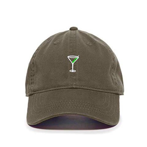 Martini Glass with Olive Baseball Cap Embroidered Cotton Adjustable Dad Hat