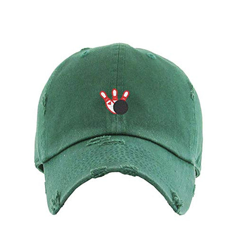 Bowling Vintage Baseball Cap Embroidered Cotton Adjustable Distressed Dad Hat