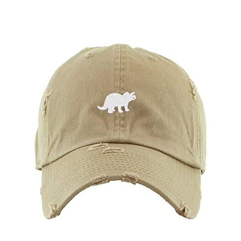 Triceratops Dinosaur Vintage Baseball Cap Embroidered Cotton Adjustable Distressed Dad Hat