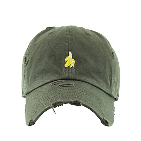 Peeled Banana Vintage Baseball Cap Embroidered Cotton Adjustable Distressed Dad Hat