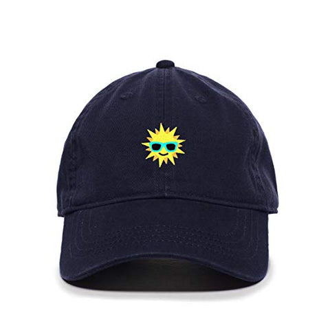 Sun with Sunglasses Baseball Cap Embroidered Cotton Adjustable Dad Hat