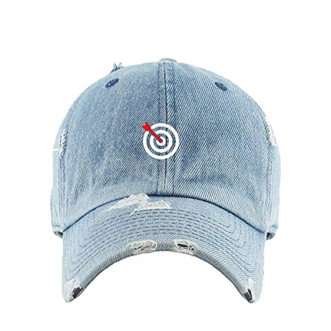 Bullseye Target with Arrow Vintage Baseball Cap Embroidered Cotton Adjustable Distressed Dad Hat