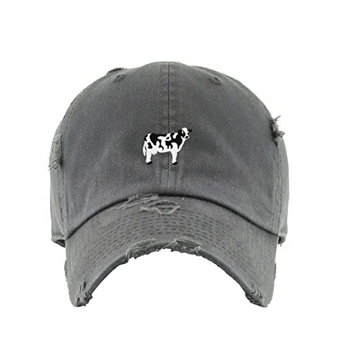 Holstein Dairy Cow Vintage Baseball Cap Embroidered Cotton Adjustable Distressed Dad Hat