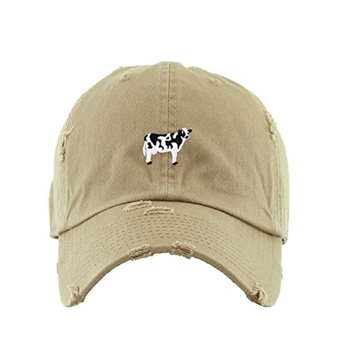 Holstein Dairy Cow Vintage Baseball Cap Embroidered Cotton Adjustable Distressed Dad Hat