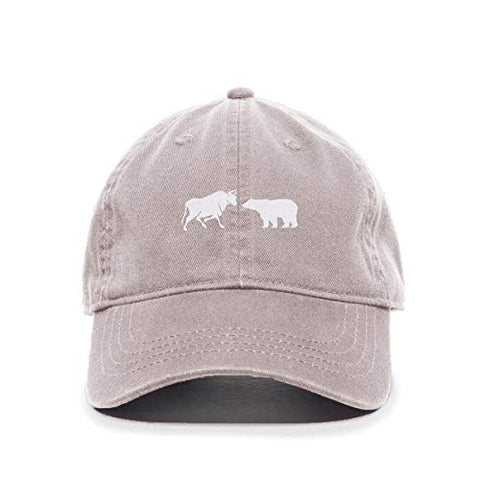 Bull and Bear Market Baseball Cap Embroidered Cotton Adjustable Dad Hat