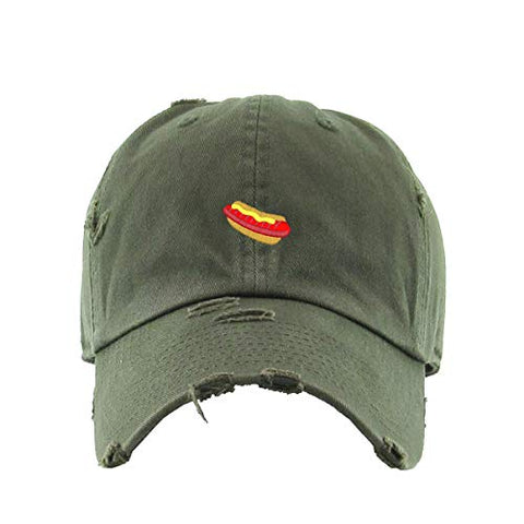 Hotdog Sandwich Vintage Baseball Cap Embroidered Cotton Adjustable Distressed Dad Hat