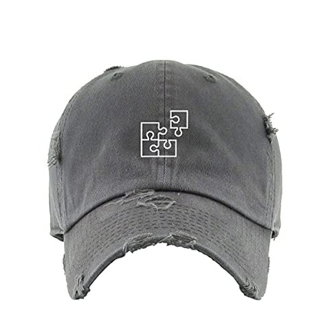 Puzzle Vintage Baseball Cap Embroidered Cotton Adjustable Distressed Dad Hat