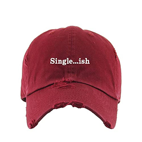 Singleish Vintage Baseball Cap Embroidered Cotton Adjustable Distressed Dad Hat