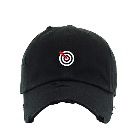 Bullseye Target with Arrow Vintage Baseball Cap Embroidered Cotton Adjustable Distressed Dad Hat