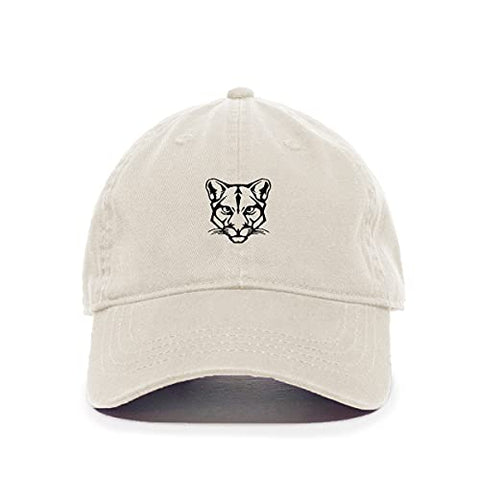 Cougar Head Baseball Cap Embroidered Cotton Adjustable Dad Hat