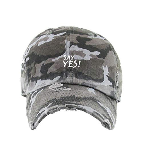 Say Yes Vintage Baseball Cap Embroidered Cotton Adjustable Distressed Dad Hat