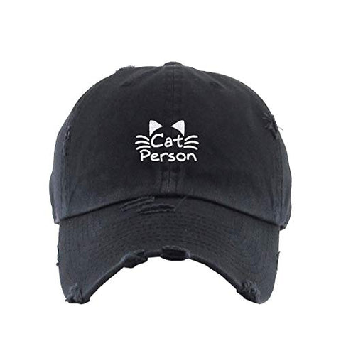 Cat Person Vintage Baseball Cap Embroidered Cotton Adjustable Distressed Dad Hat