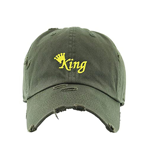 King Vintage Baseball Cap Embroidered Cotton Adjustable Distressed Dad Hat