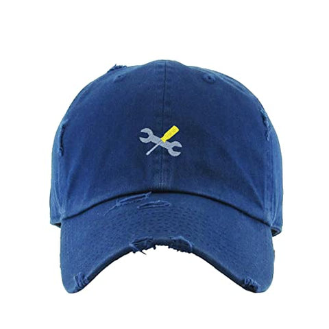 Mechanic Tools Symbol Vintage Baseball Cap Embroidered Cotton Adjustable Distressed Dad Hat