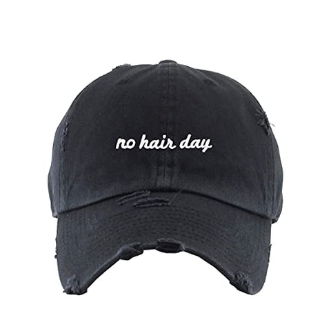 No Hair Day Vintage Baseball Cap Embroidered Cotton Adjustable Distressed Dad Hat