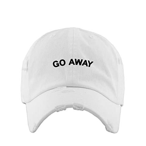 Go Away Vintage Baseball Cap Embroidered Cotton Adjustable Distressed Dad Hat