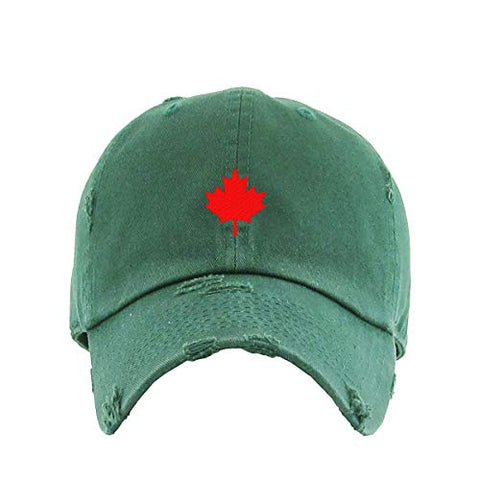 Canada Flag Red Maple Leaf Vintage Baseball Cap Embroidered Cotton Adjustable Distressed Dad Hat