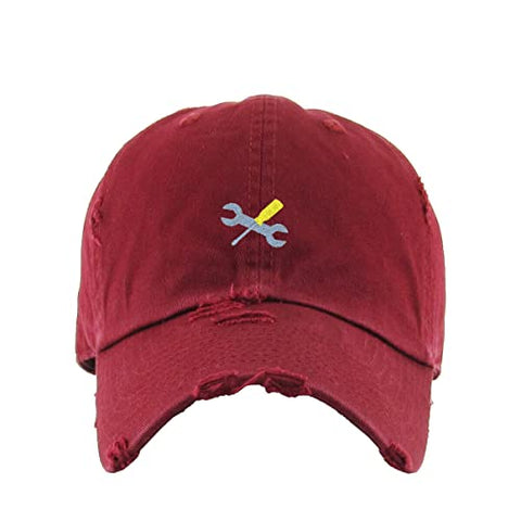 Mechanic Tools Symbol Vintage Baseball Cap Embroidered Cotton Adjustable Distressed Dad Hat